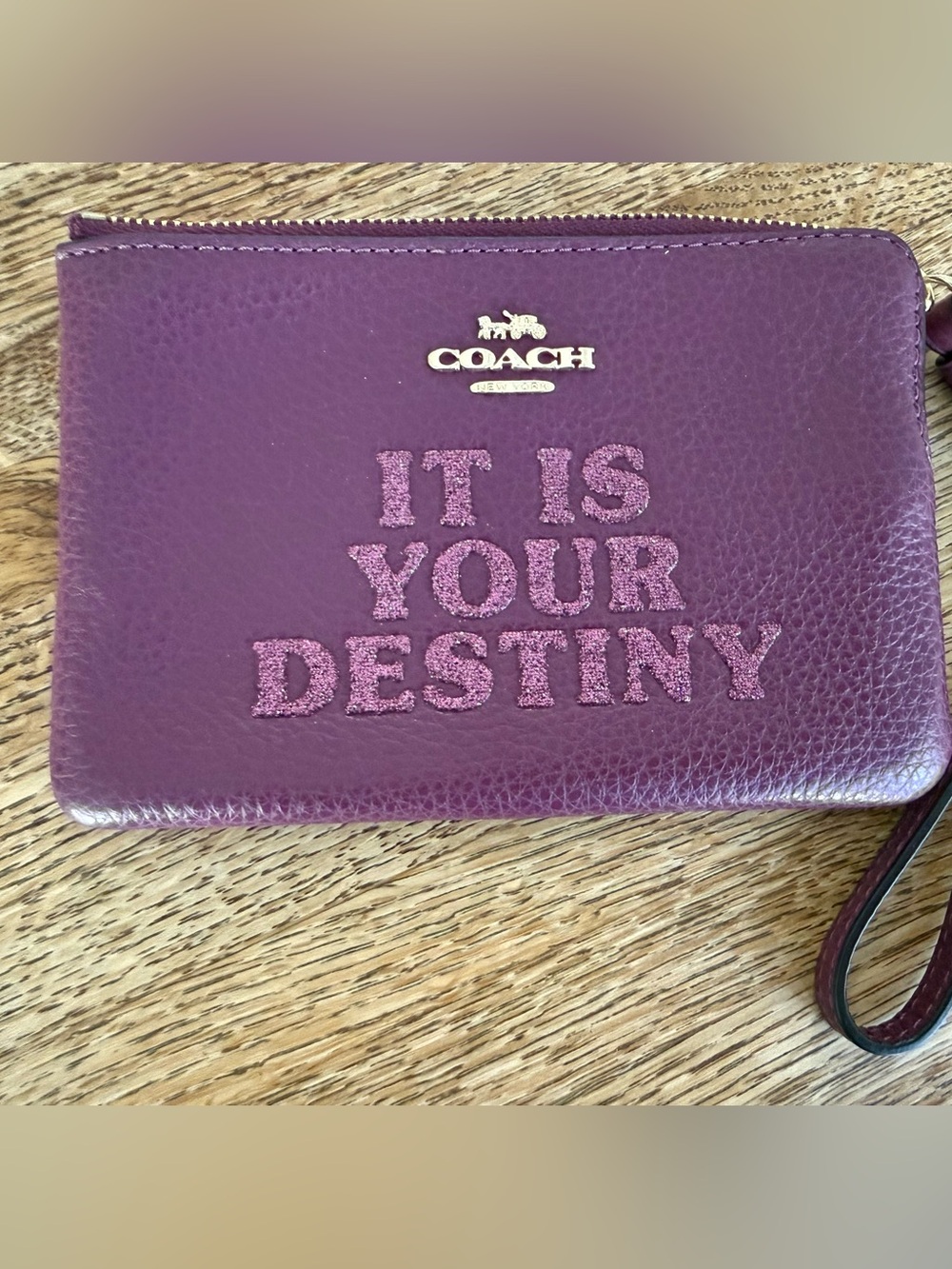 Coach Dark Berry “It Is Your Destiny” Corner Zip Wristlet F88922 NWT Star Wars